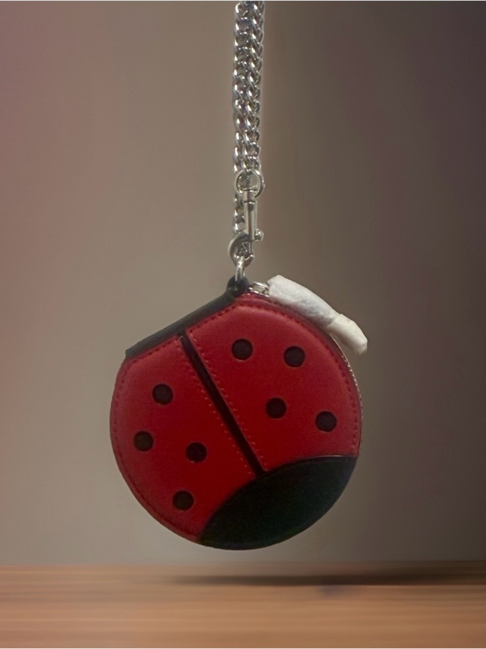 Coach 2911 Leather Large Ladybug Black/Red Coin Purse/ Wristlet Chain Charm NWT - Picture 9 of 11